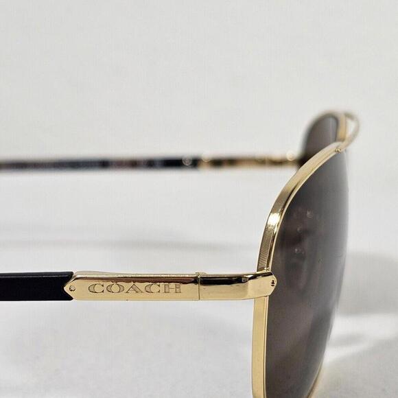 Coach Classic Aviator Sunglasses HC7061 - Gold Matte Dark Tortoise/Brown W/case - Picture 3 of 11